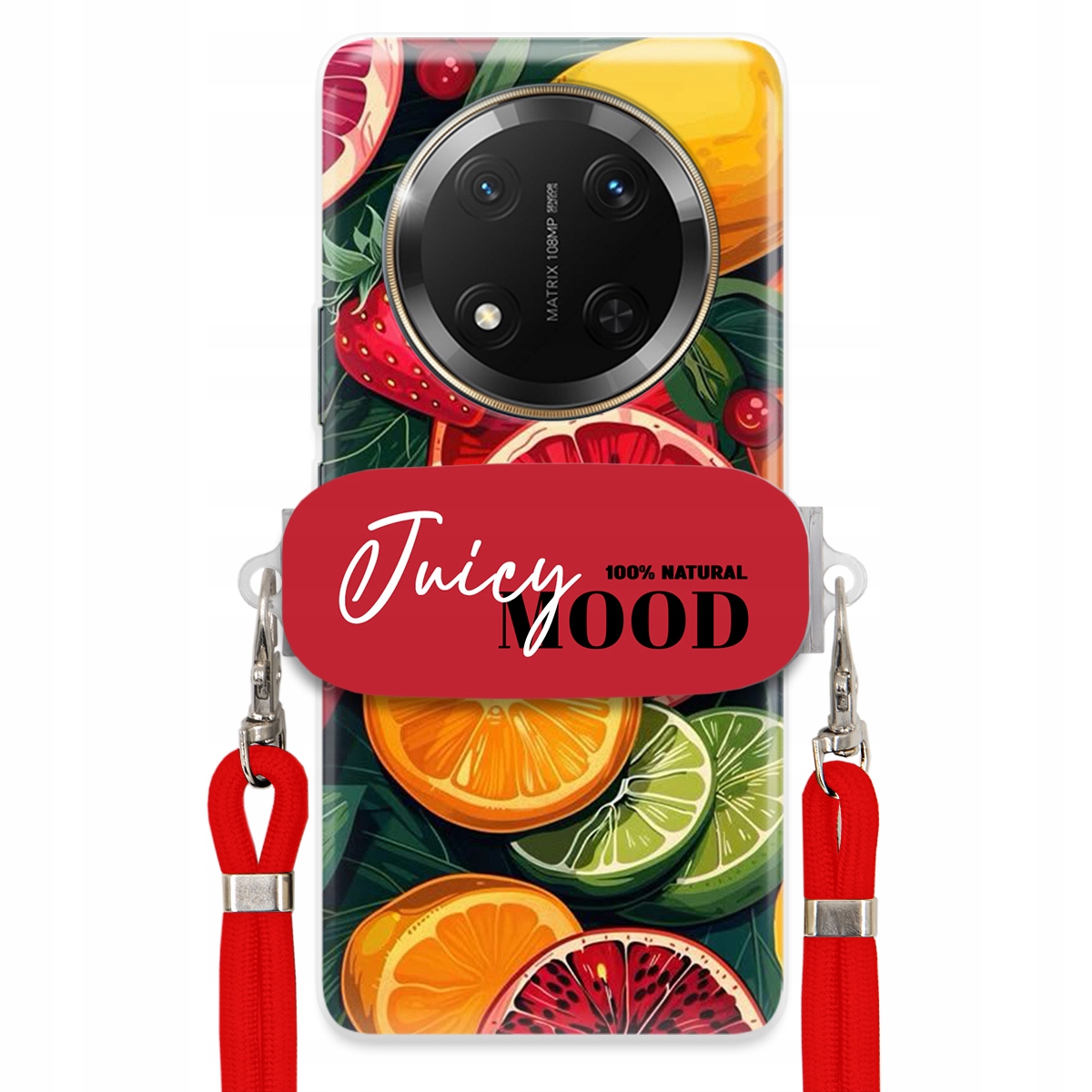 Puzdro pre Honor Magic 7 Lite Červené vodítko držiak Fruit Ovocie Juice Mood