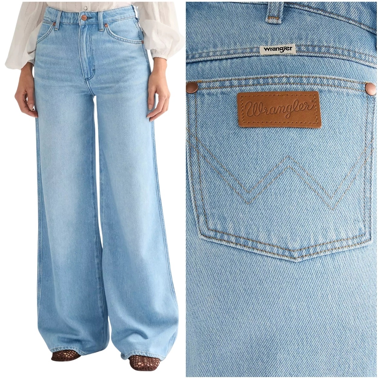 Wrangler Canyon vysoké volné široké dámské džínové kalhoty W24 L28