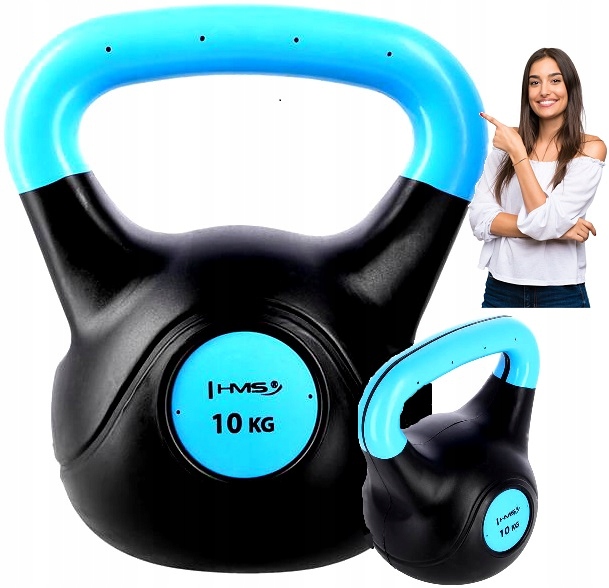 Kettlebell Treningowy Hms 10 Kg Kompozytowy Czarno-Niebieski Dom Siłownia