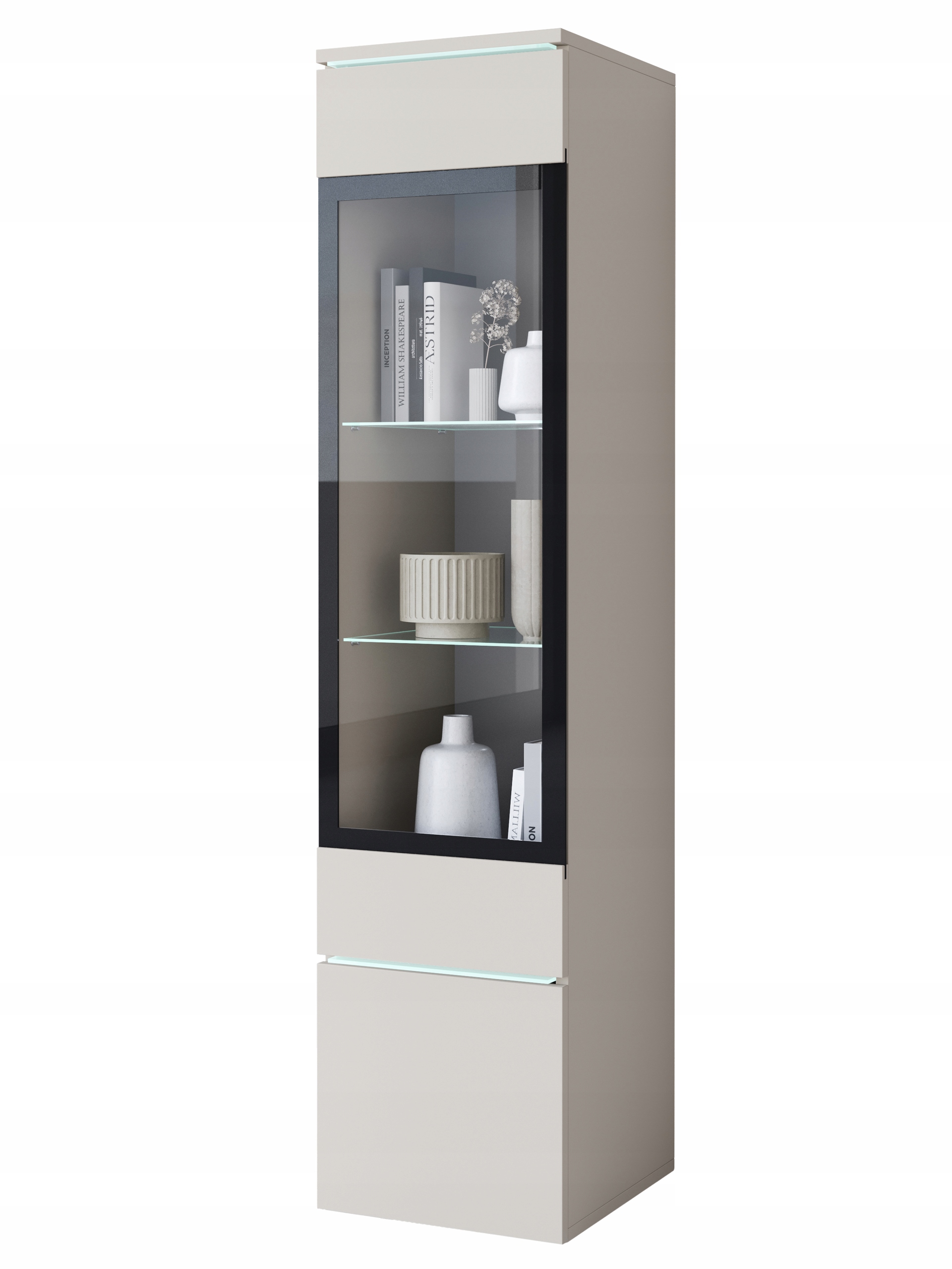 Moderní vysoká vitrína s prosklením Led osvětlení