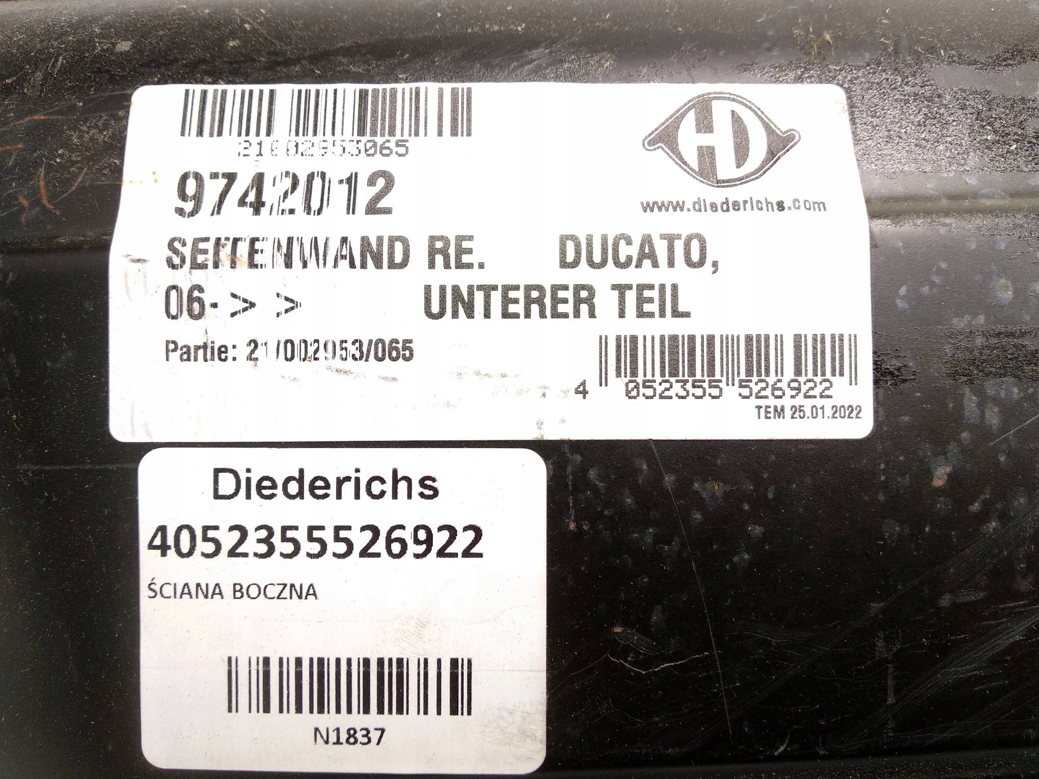 ŚCIANA BOCZNA PRÓG PRAWY CITROEN JUMPER BOXER 06- EAN (GTIN) 4052355526922