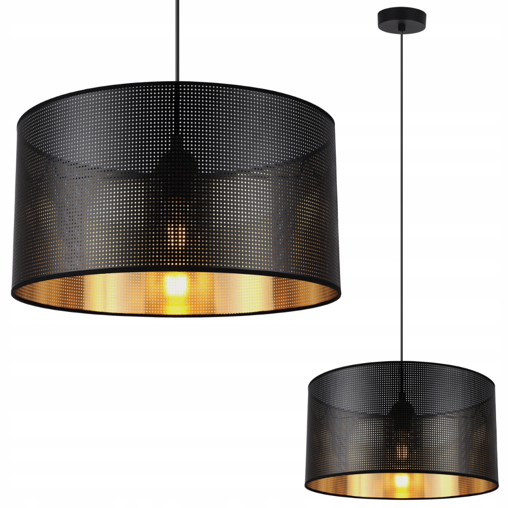 Závěsná Stropní Lampa Černý Lustr Velký Kulatý Ažurové Stínítko Síťovina