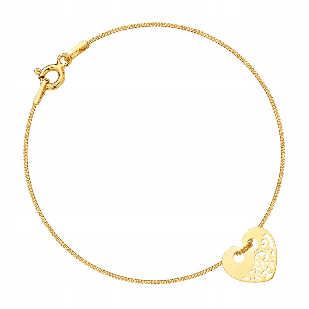 

Bransoletka pozłacana celebrytka z sercem srebro