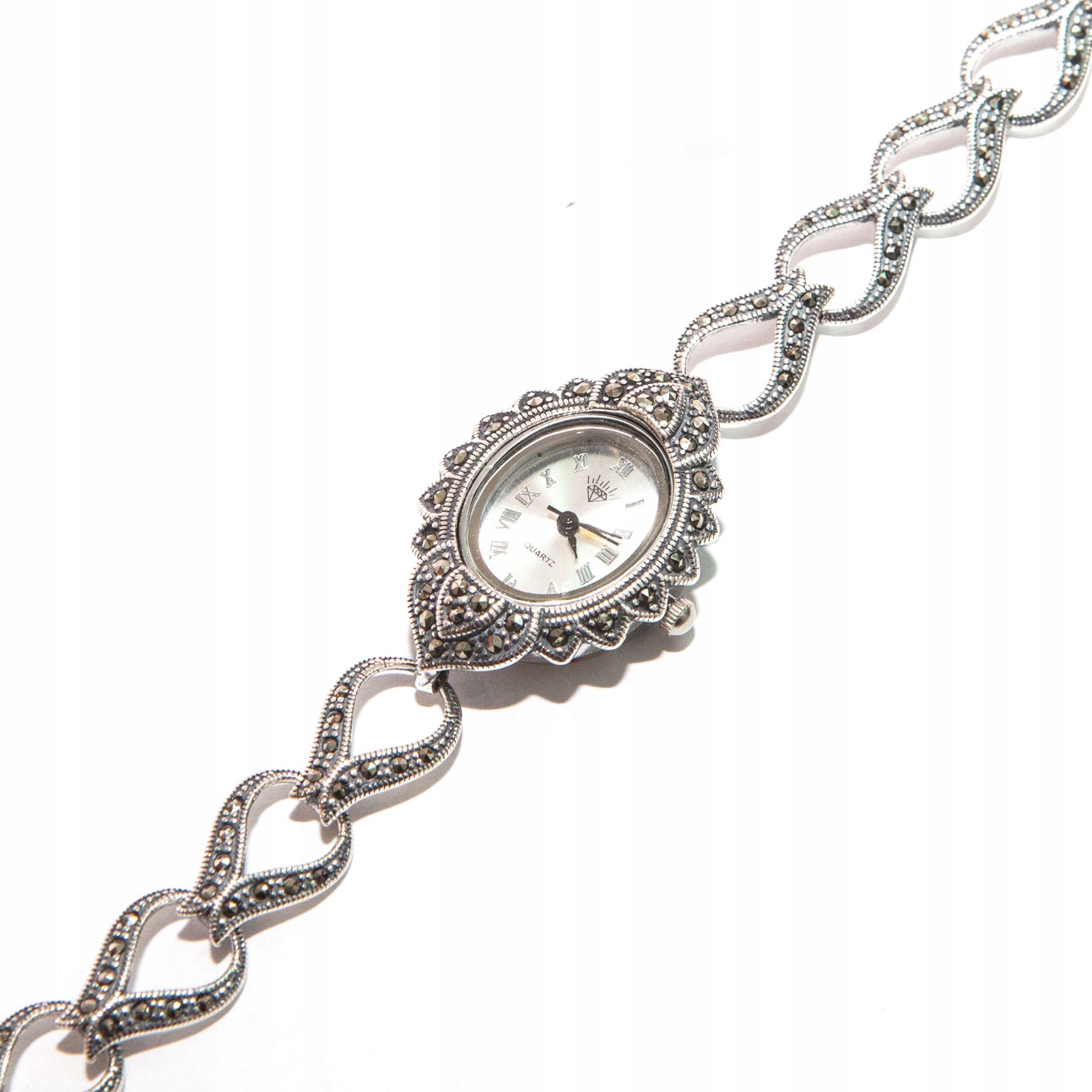 Hodinky ruka náramek s markýzami stříbro 925 elegantní vintage