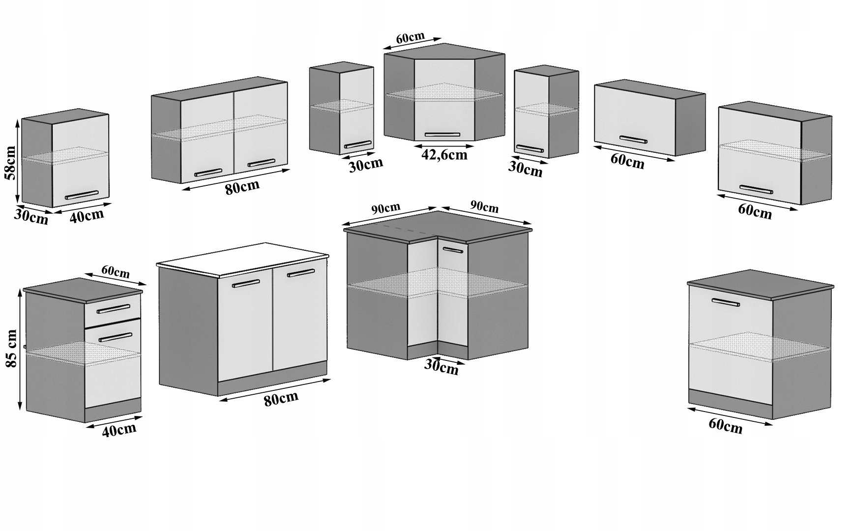 Meble kuchenne Zestaw mebli kuchennych 4,2 m BLAT Kod producenta INF ITALIA7/3/WT/R/0/B1