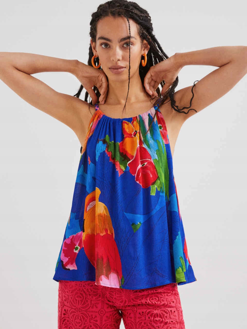 Desigual Barevná Halenka Na Ramínka S Potiskem M 6FA