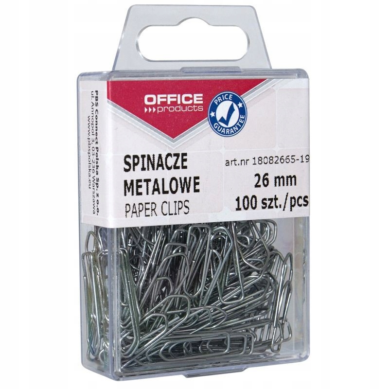 

Spinacze 26MM Metalowe 100SZT. W Pudełku