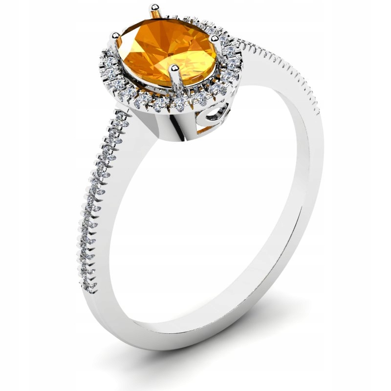 

Pierścionek Z Białego Złota Z Cytrynową Cyrkonią