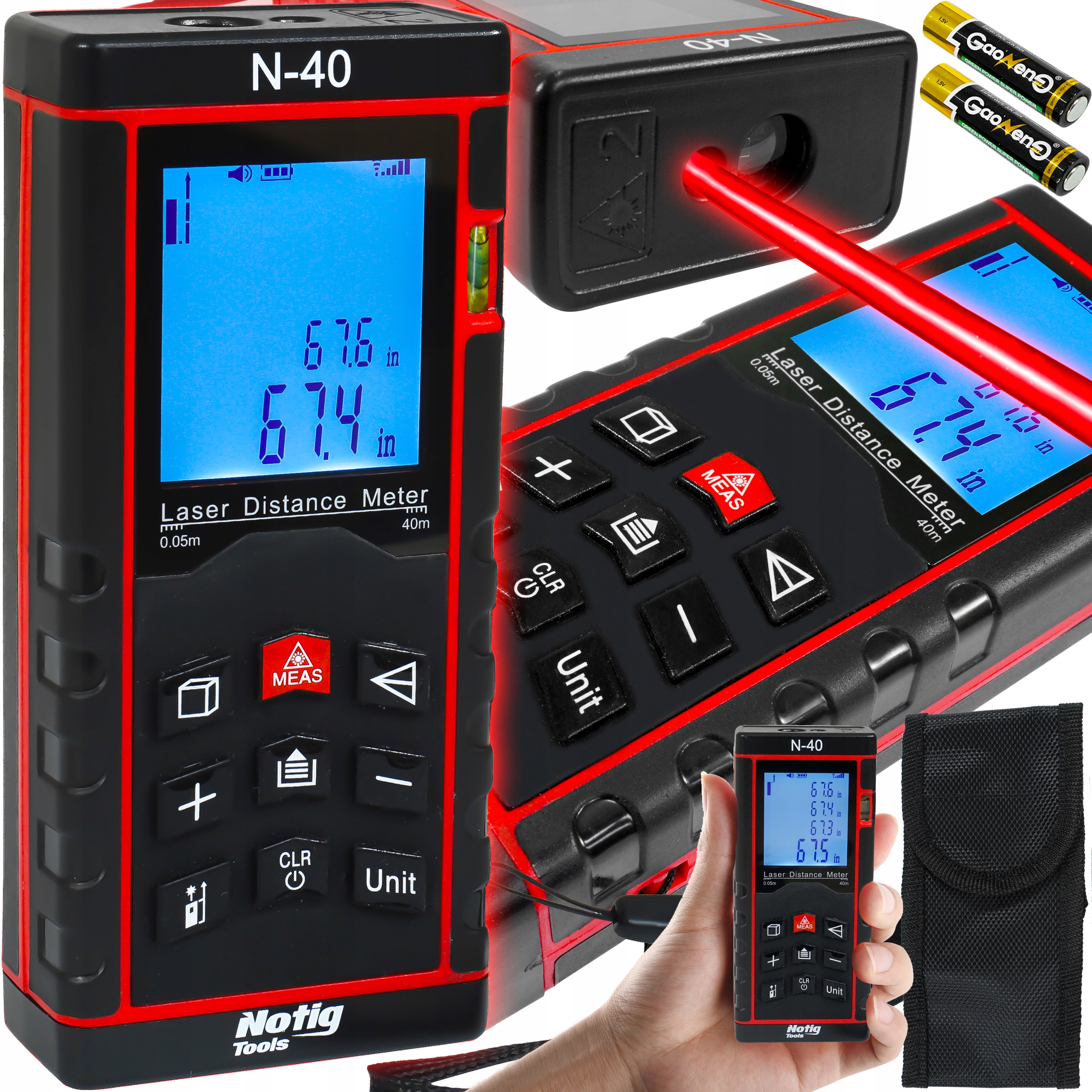 Dalmierz Laserowy Miernik Odległości Cyfrowy 40M Poziomica Dokładny