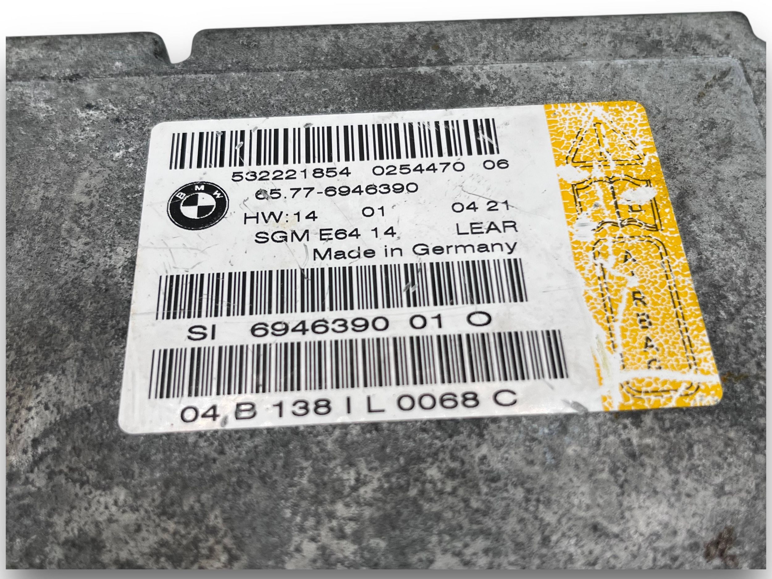 BMW 6 E64 Centralina modulo airbag airbag Sim Gateway 6946390 $J