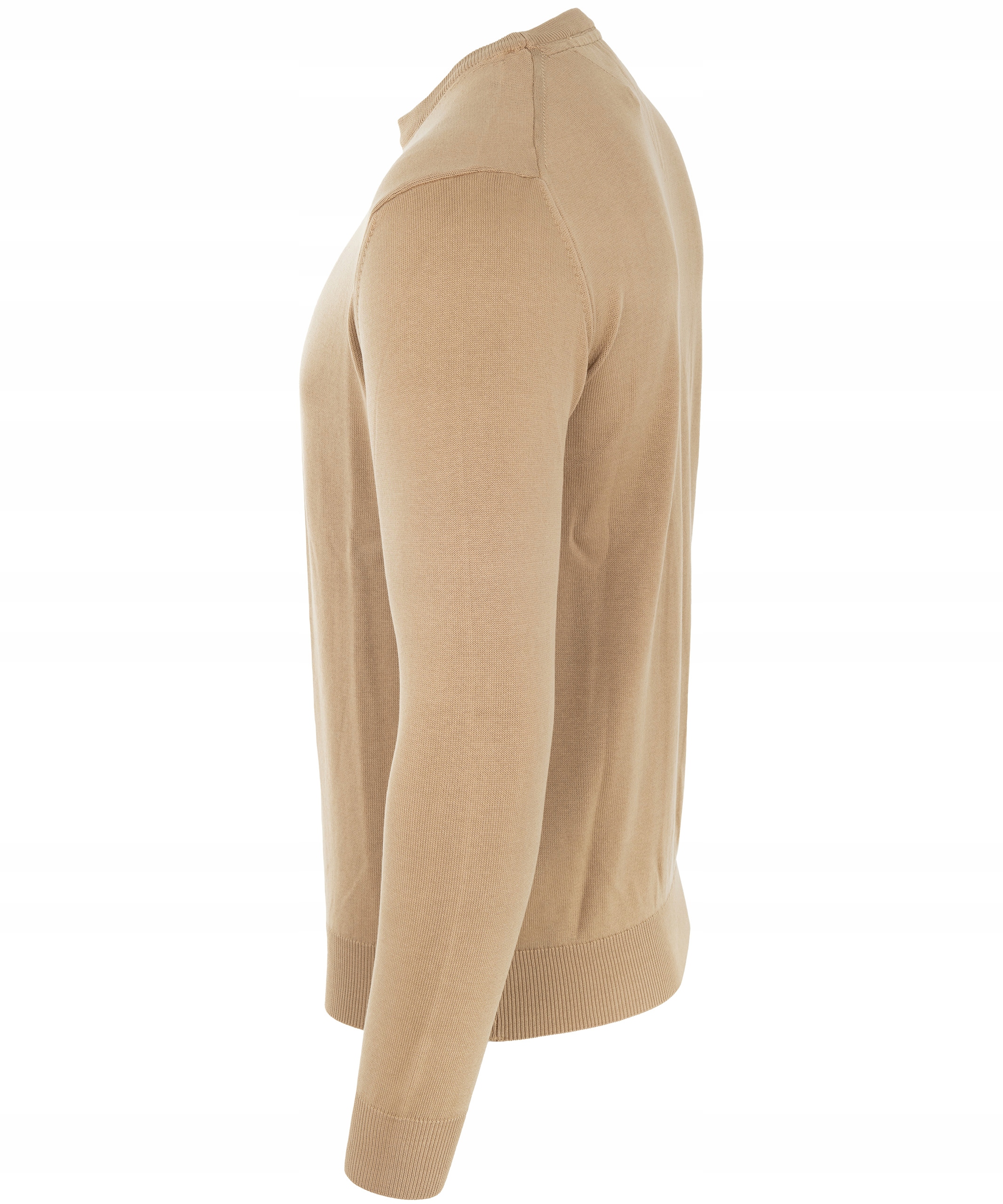 SWETER ELEGANCKI WYSOKA JAKOŚĆ 100%BAWEŁNA POD SZYJĘ CIEMNO-BEŻOWY L Rozmiar L