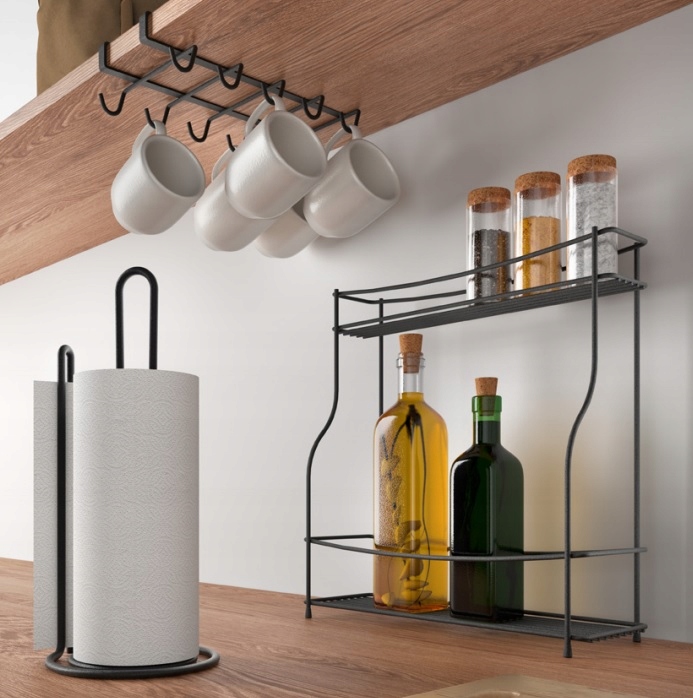 MARKOWY GUSTOWNY STOJAK UCHWYT WIESZAK NA RĘCZNIK PAPIEROWY ORGANIZER SWISS Materiał metal