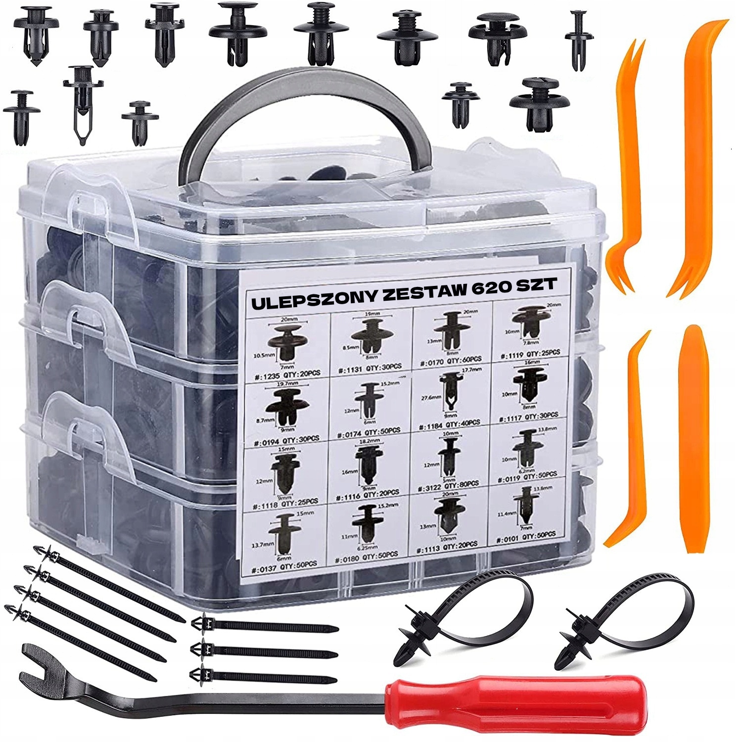 MOCNE SPINKI KOŁKI KLIPSY SAMOCHODOWE DO TAPICERKI AUTA 655 EL + ŚCIĄGACZ