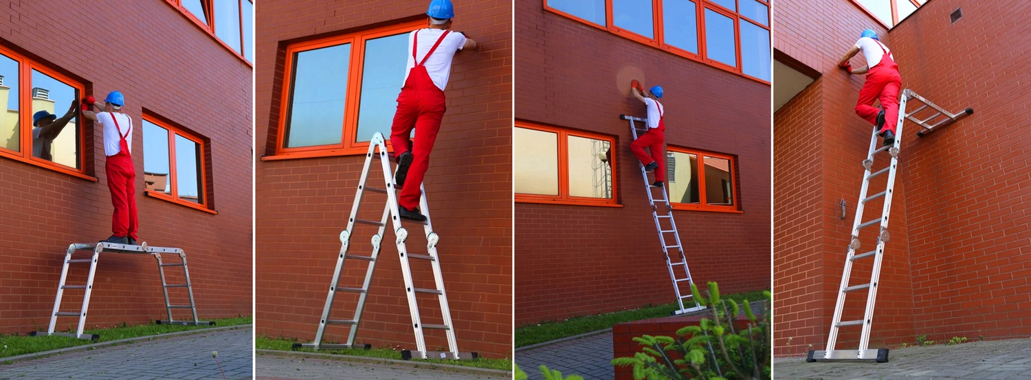 Drabina aluminiowa przegubowa składana wielofunkcyjna 4x3 HIGHER mocna Marka Higher