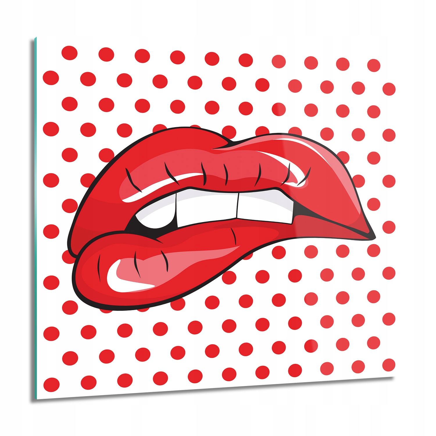Ústa pop art bodky Obraz na skle na stenu 60x60