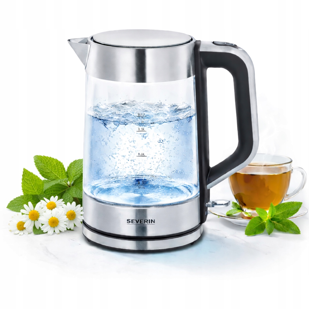 Czajnik Elektryczny Szklany 1,7L 2200W Stal Nierdzewna Automat Severin