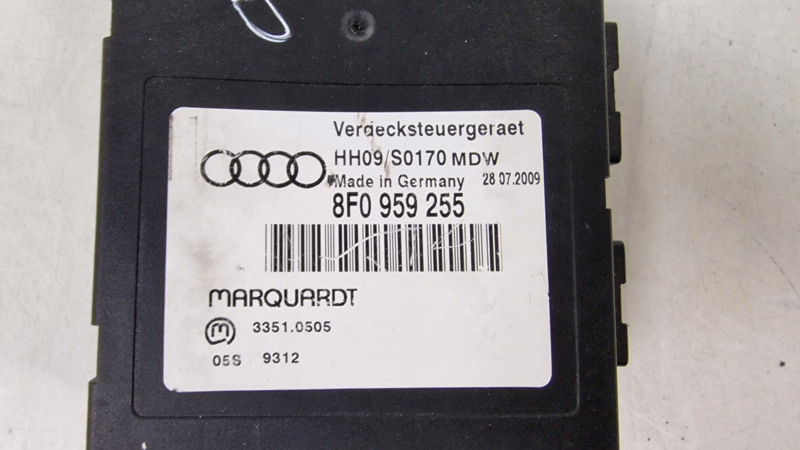 AUDI A5 8T CABRIO module control unit roofs 8F0959255