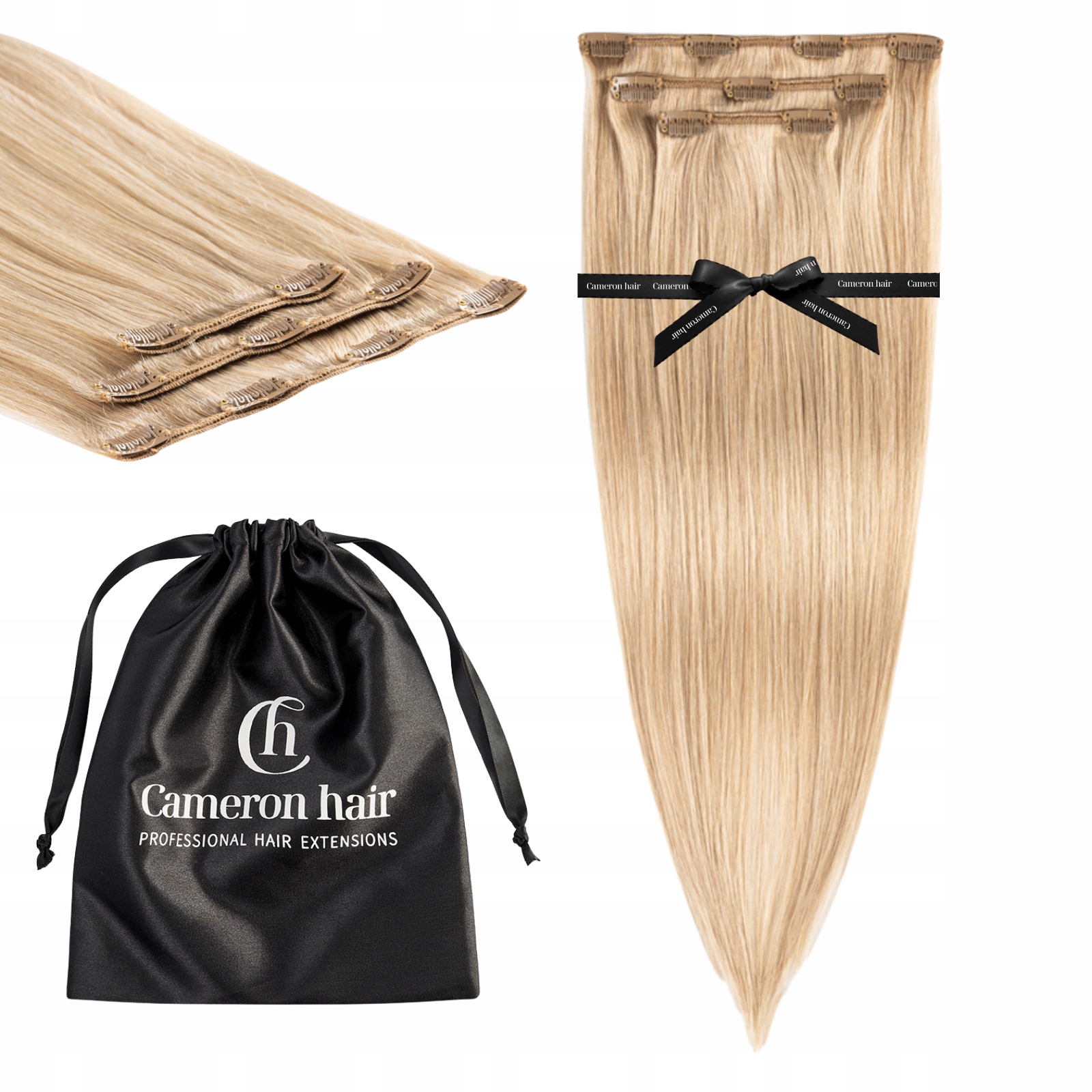 Włosy naturalne Clip In 53 cm 3 taśmy 60 g #18 Szampański blond dopinki