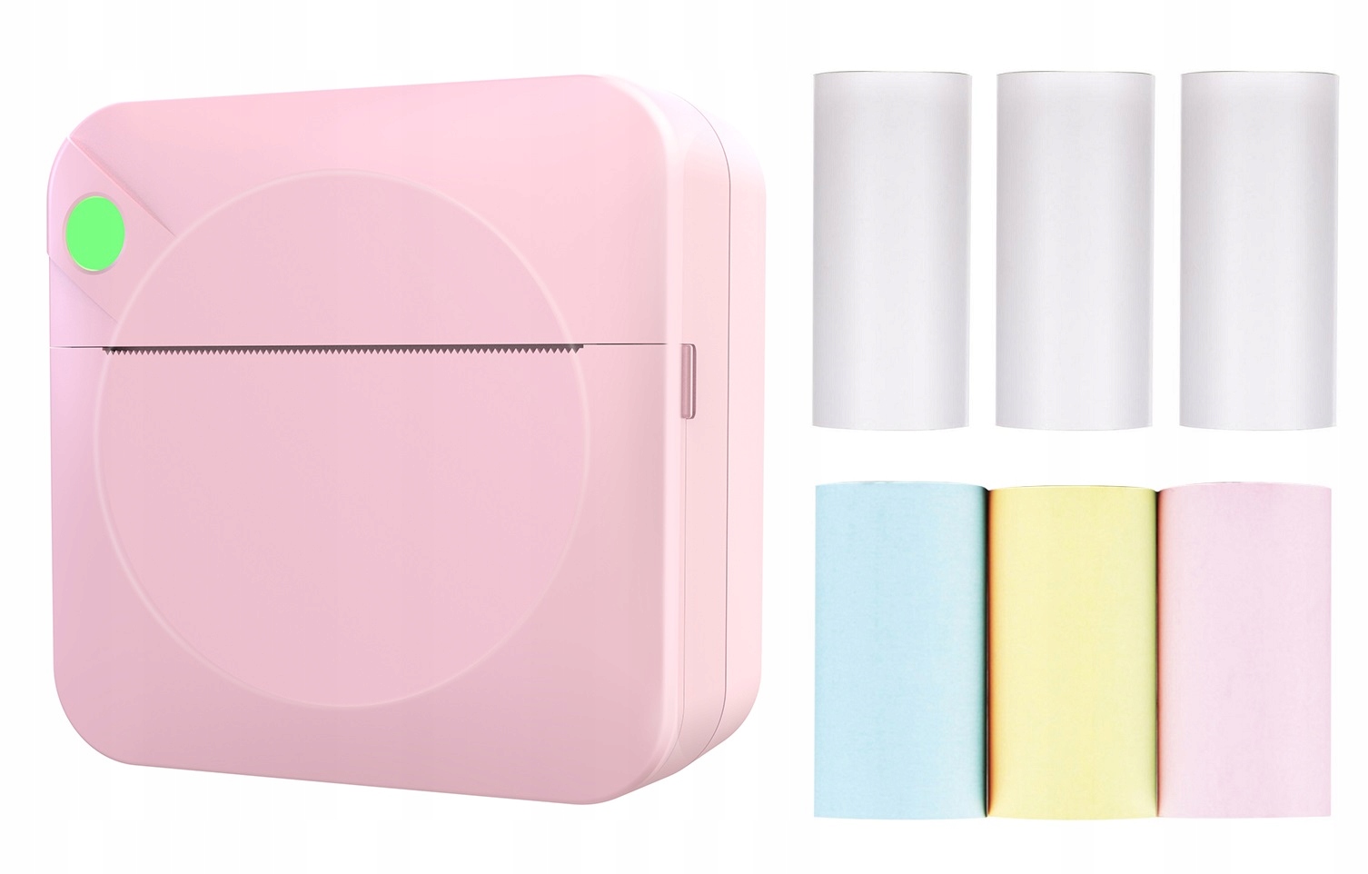 MINI DRUKARKA TERMICZNA DRUKUŚ WKŁADY ROLKI SAMOPRZYLEPNE KOLOROWE ZESTAW