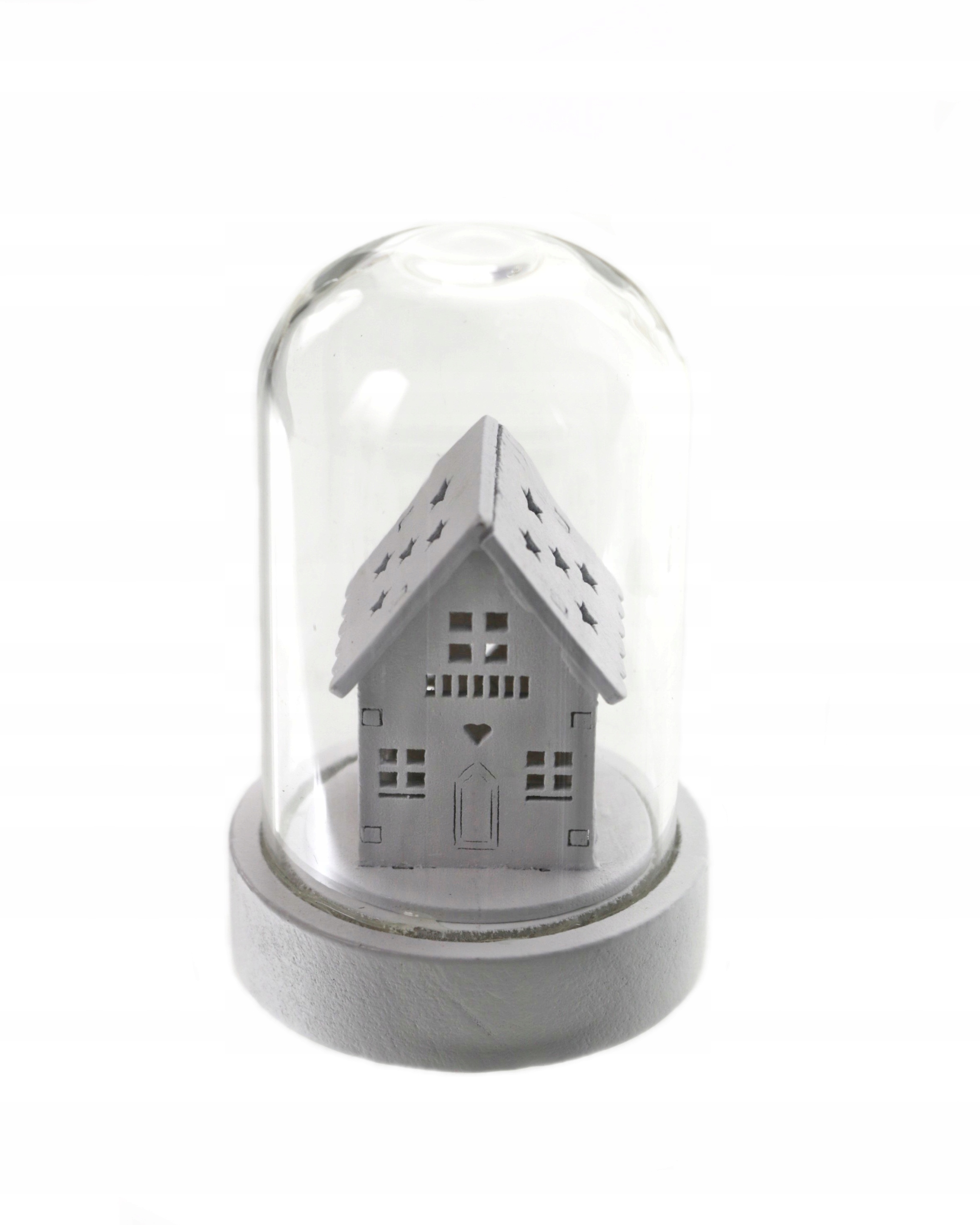 

Szklana figurka do stroików kopuła biały domek 9cm