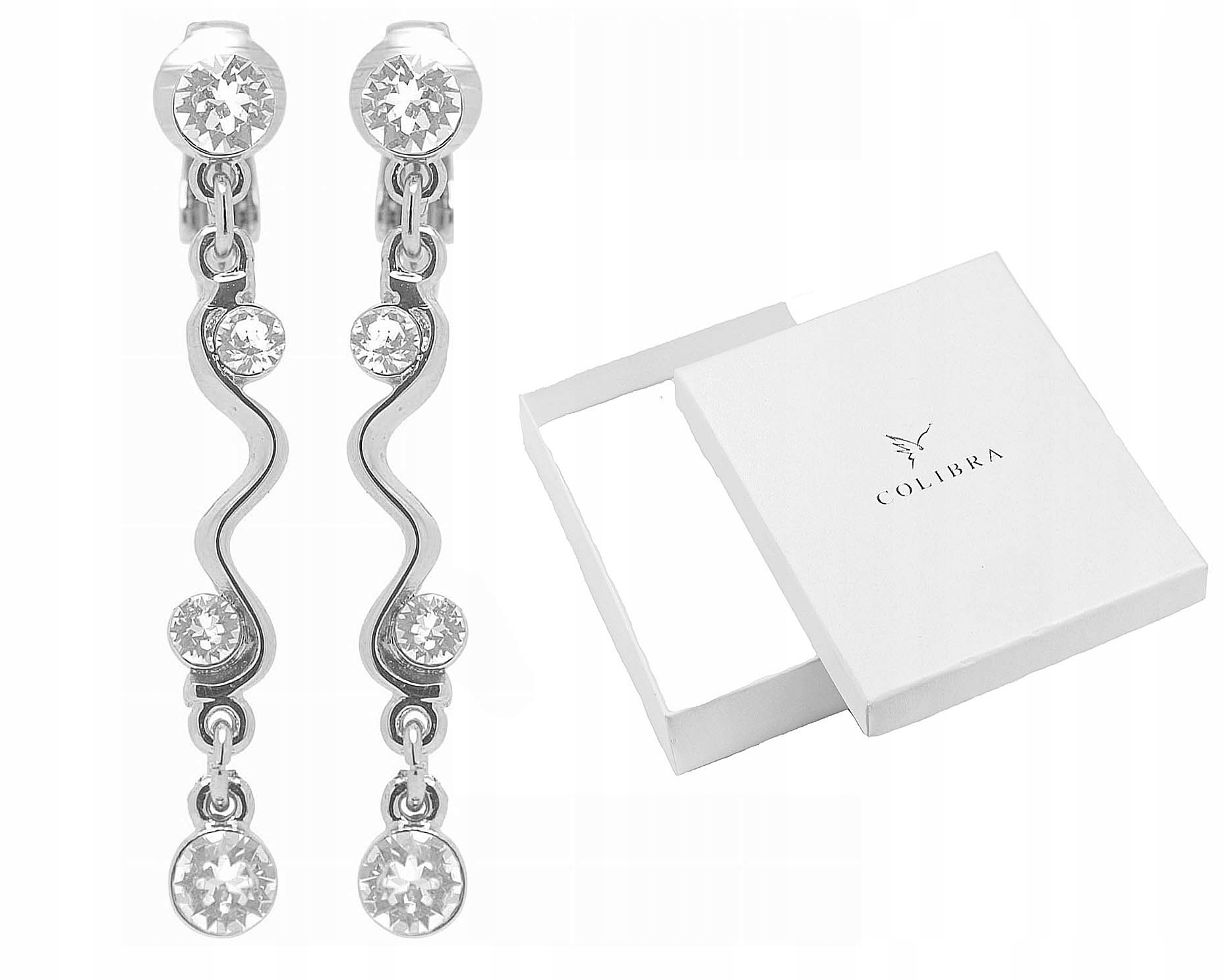 

Długie Klipsy Z Kryształkami Swarovski Srebrne