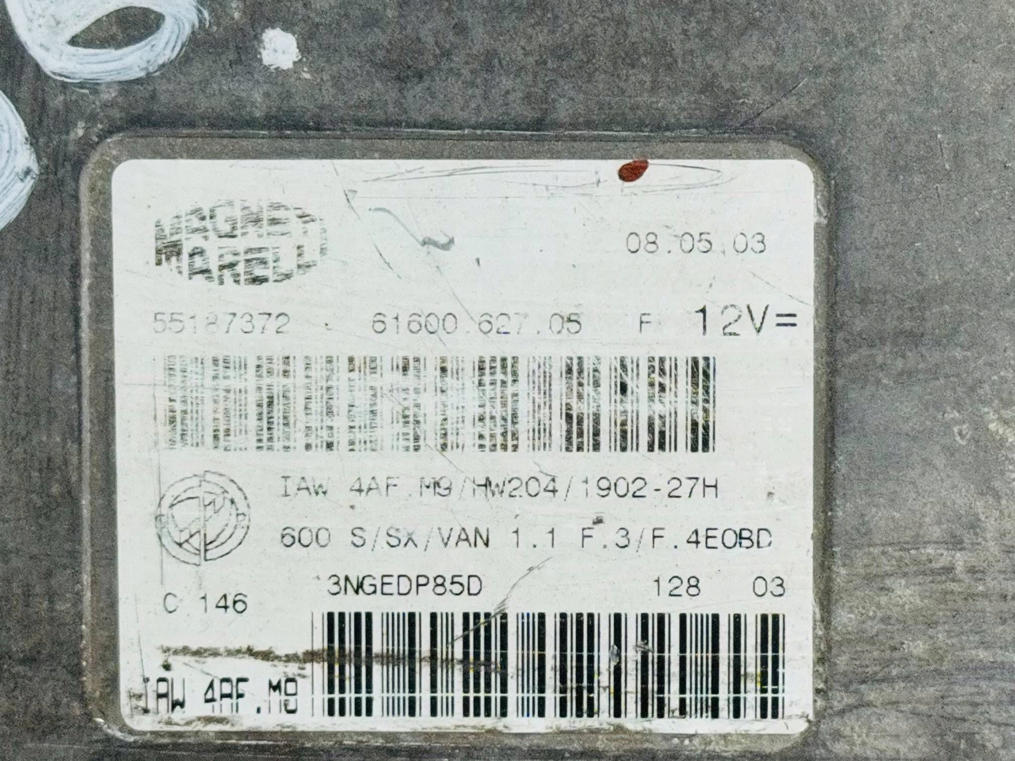 computer control unit of the engine FIAT SEICENTO 1.1 55187372