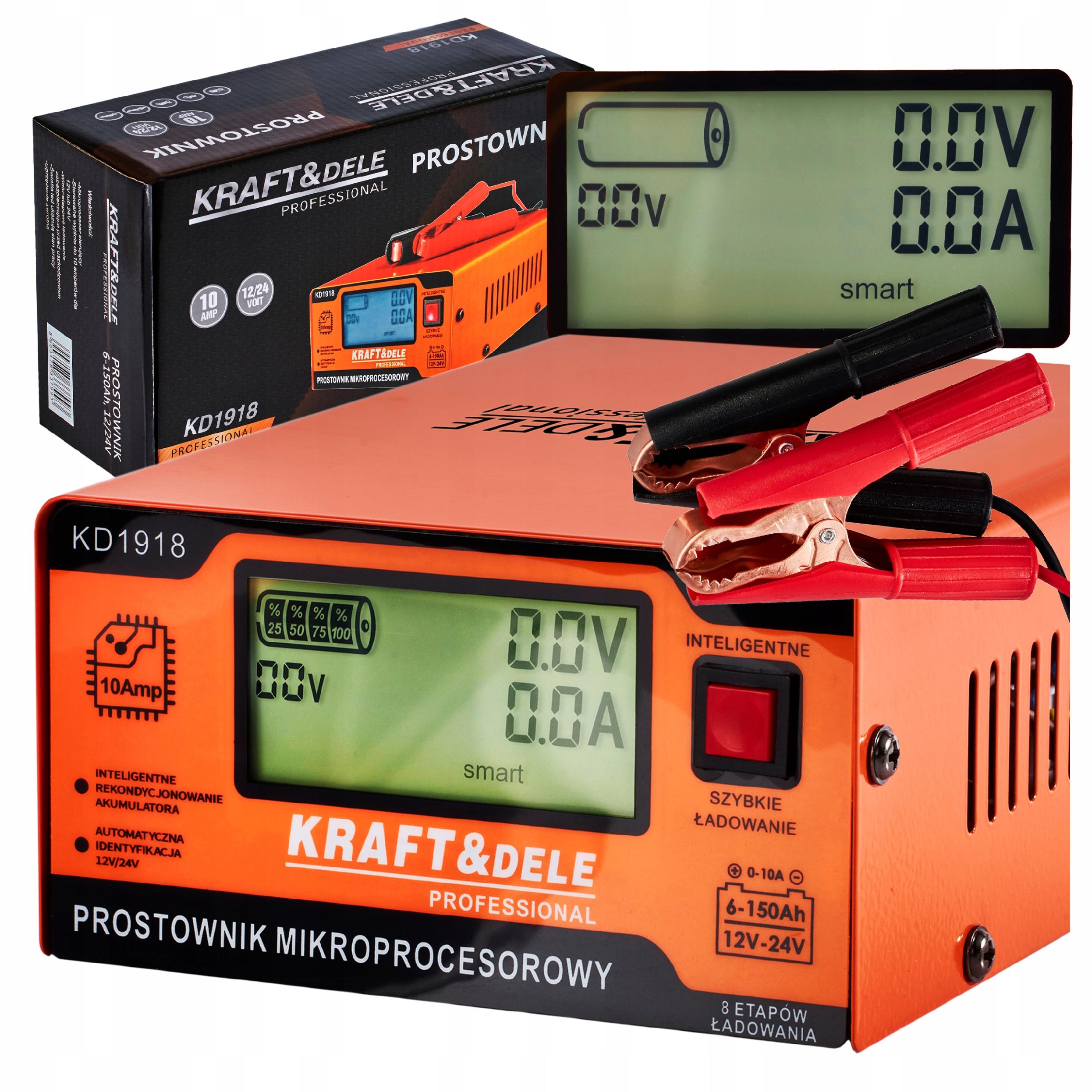 Prostownik Mikroprocesorowy Akumulatorow Ladowarka 12V 24V 10A Regeneracja