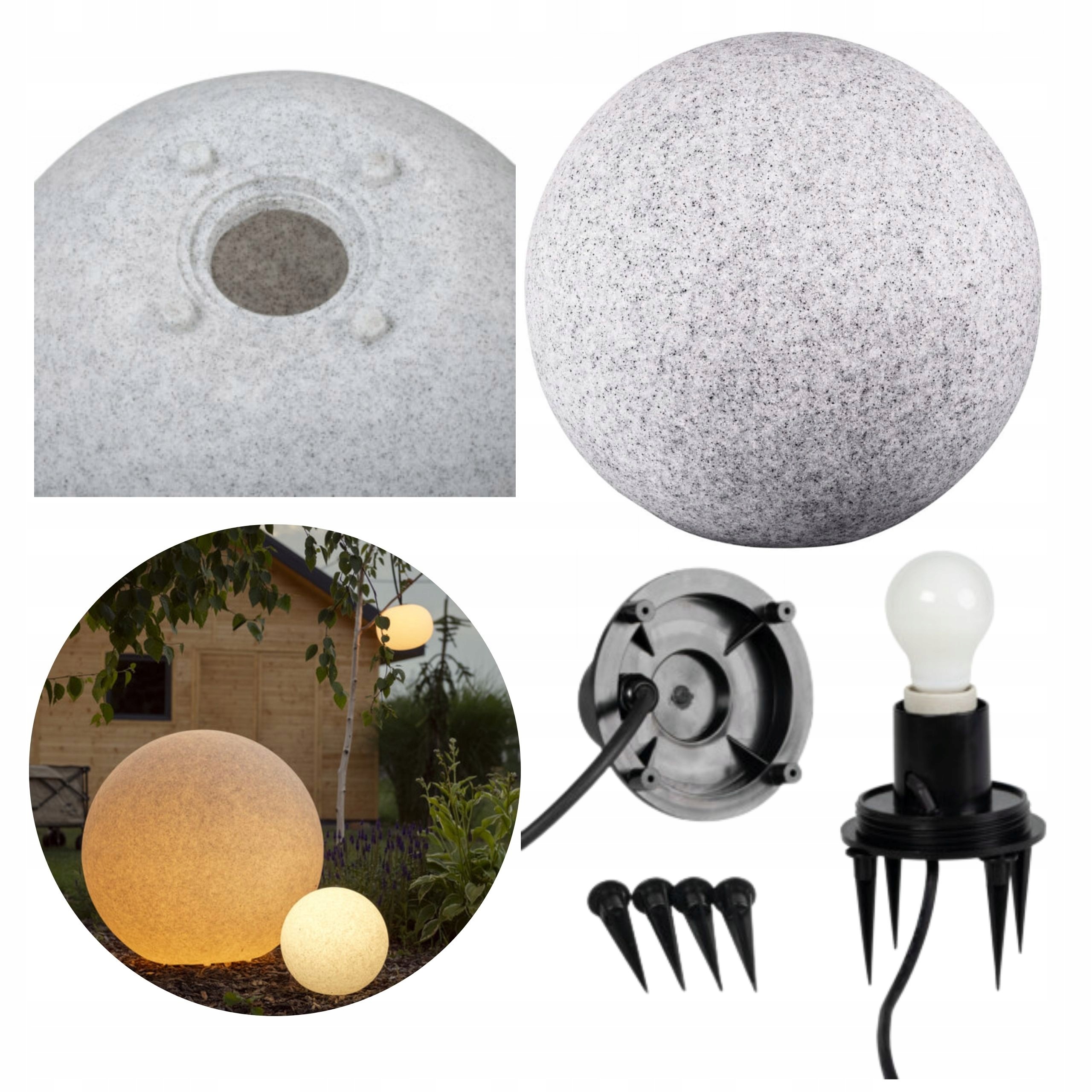 Zahradní svítidlo koule Stono 390 N E27 IP65 max 20 W kabel 3 m hrot Kanlux