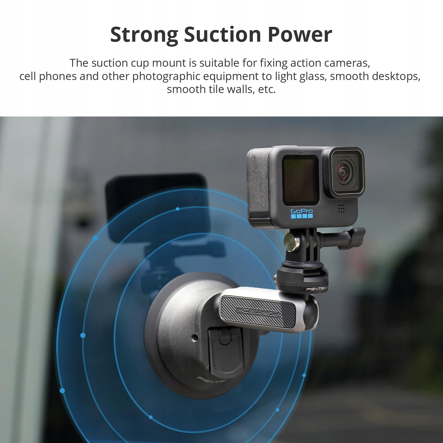 Uchwyt Samochodowy Przyssawka 360 Do Kamer Sportowych DJI GoPro PGYTECH — miniatura 5