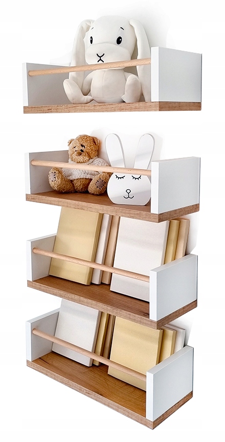 

Półki styl skandynawski 4szt. Białe +dąb szer 40cm