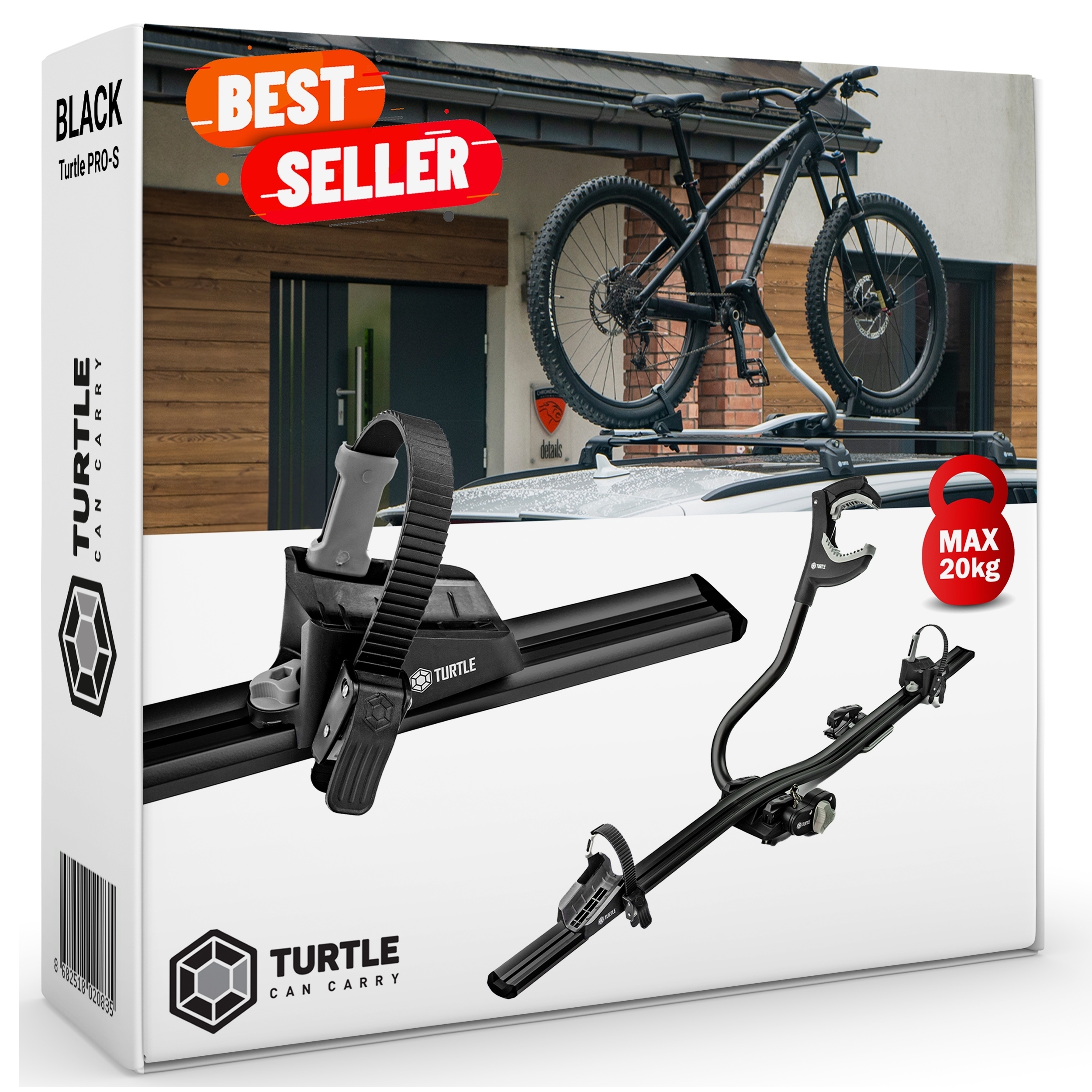 Držiak nosiča bicyklov na strechu Turtle Pro-s čierny