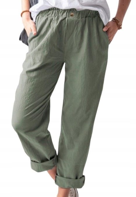 Dámské Lněné Kalhoty S Vázáním Zelené Skagen vel. XL