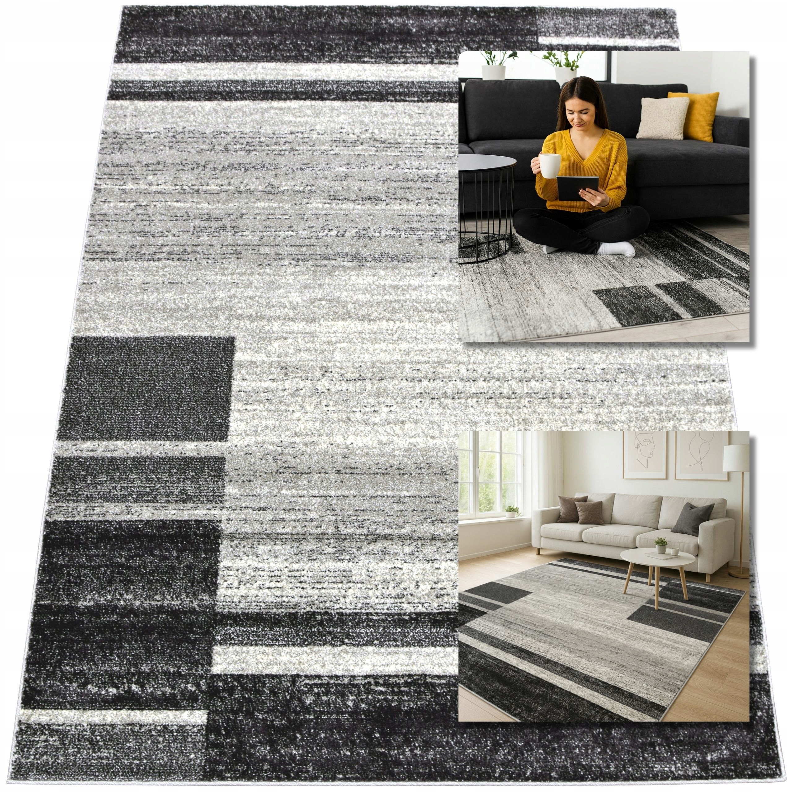 Moderní Koberec Módní Šedý Koberec Do Obývacího Pokoje Adventure Loft 13 mm 240 x 340