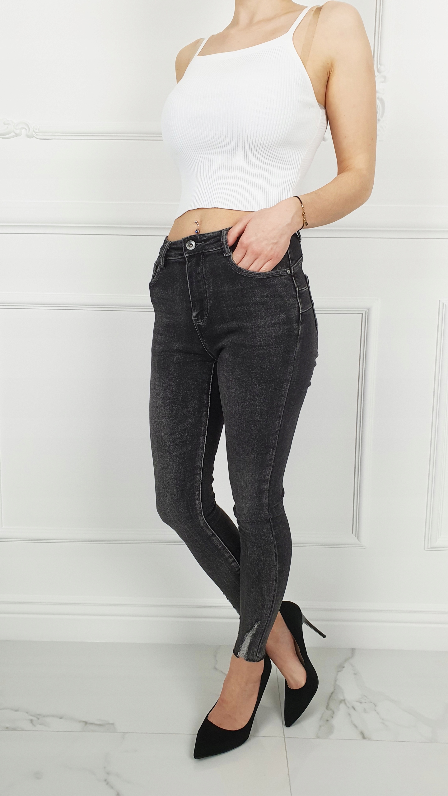 KLASYCZNE DAMSKIE SPODNIE JEANS WYSZCZUPLAJĄCE 2 Rozmiar 34