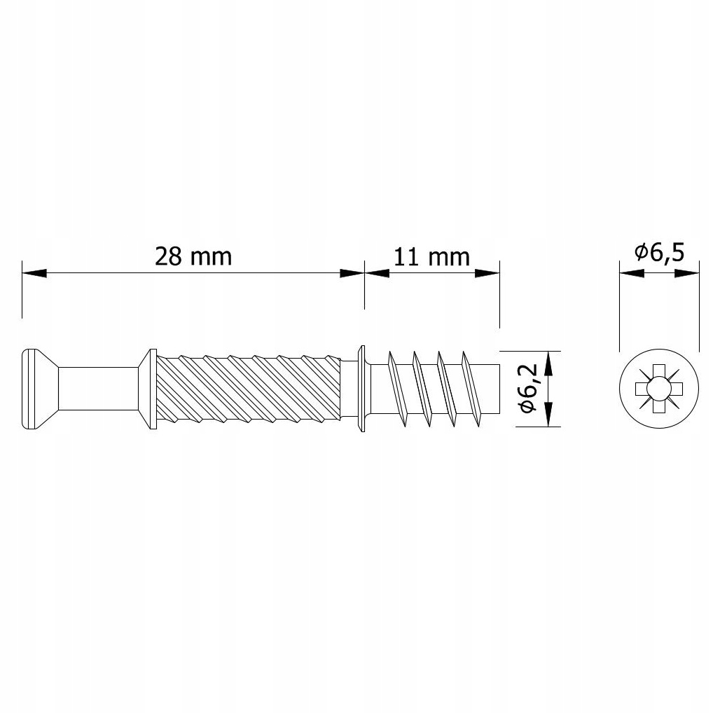 Zaczep TPK do mimośrodu, mebli, połączenie meblowe, gwint euro 28 mm ocynk Marka Global Service