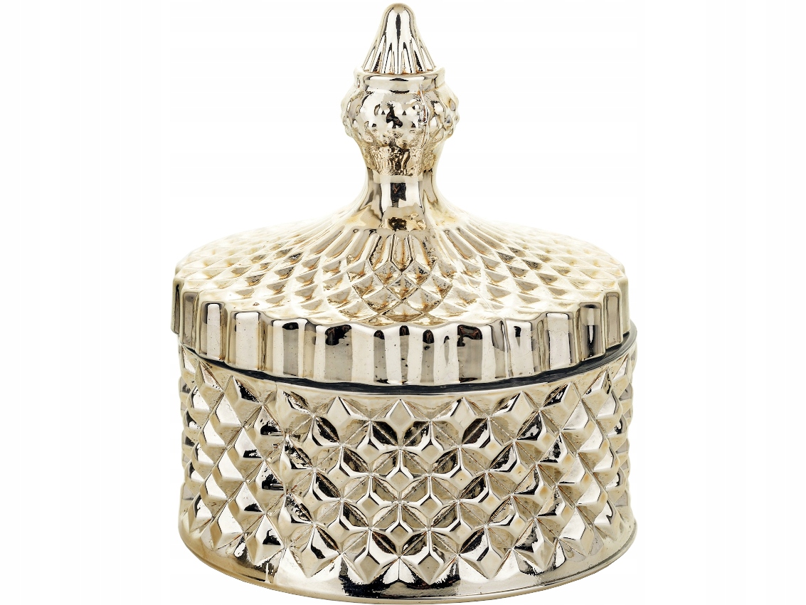 

Szklany Pojemnik Dekoracyjny Na Biżuterię Złoty