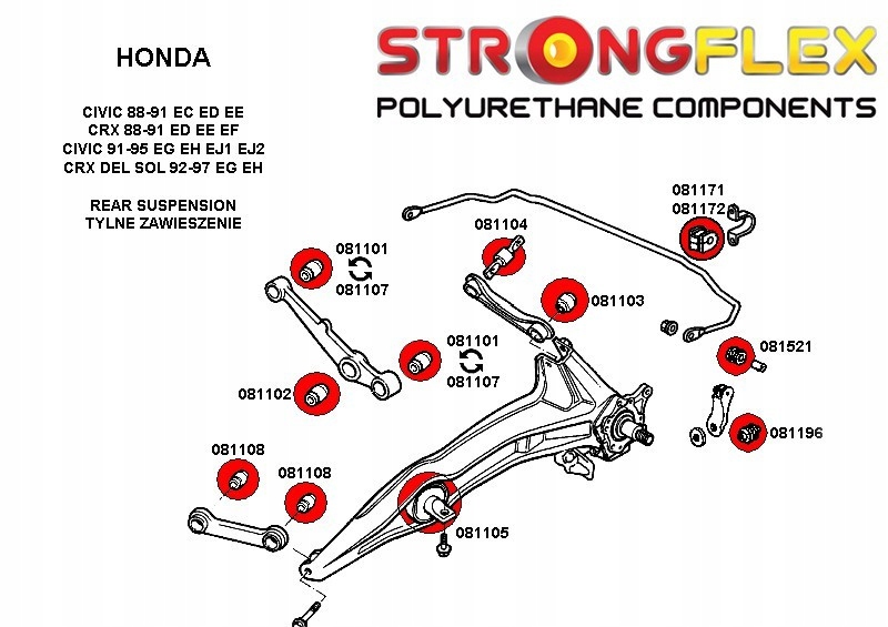 081101A - TULEJA WAHACZA TYLNEGO DOLNEGO ZEWNĘTRZNA I WEWNĘTRZNA 31MM SPORT Producent części Strongflex