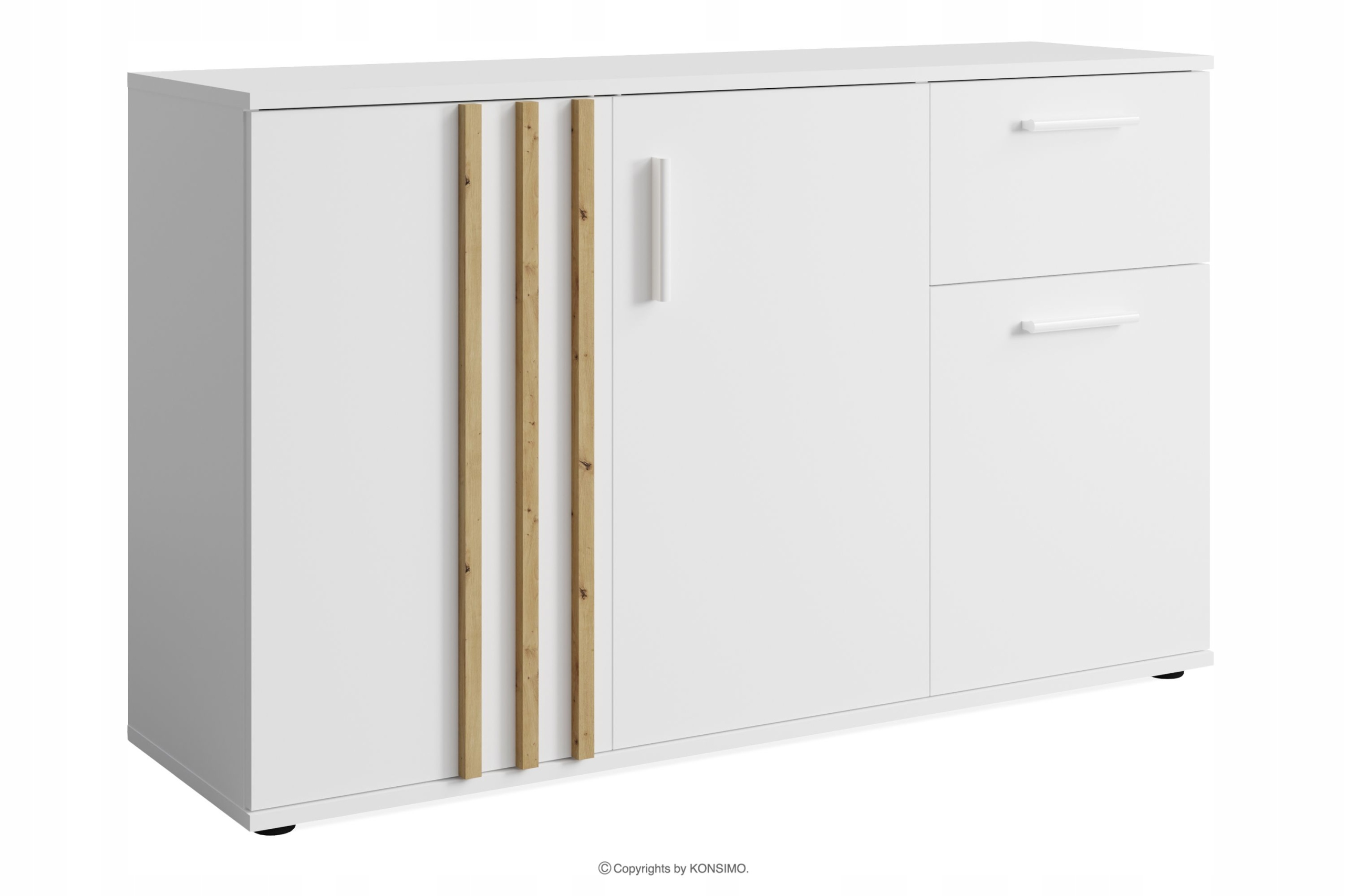 Komoda S Laminovanou Zásuvkou Do Obývacího Pokoje 120 CM Bílá/dub Artisan Ferio Konsimo