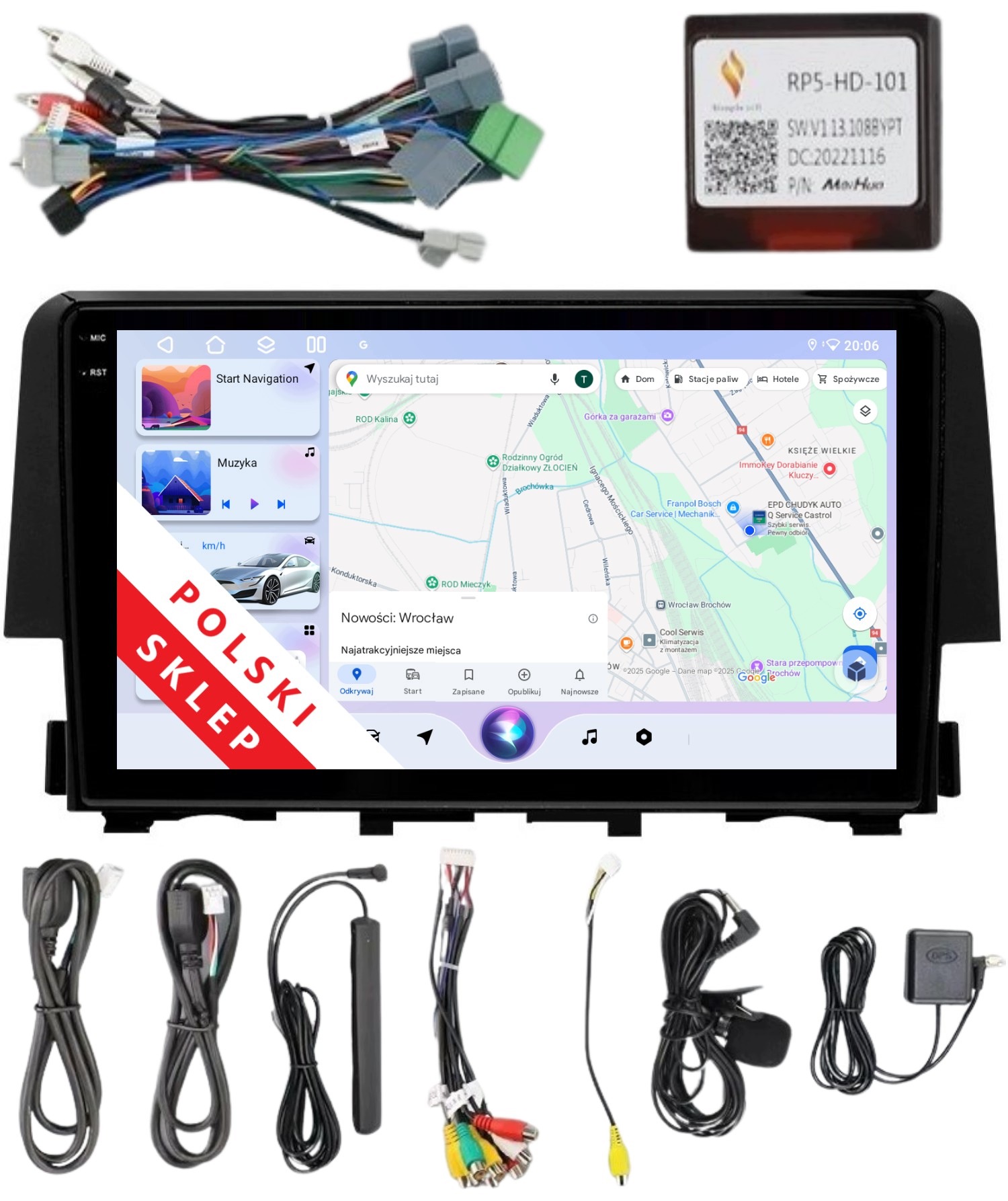 9'' In-cell Qled Rádio 2DIN Navigace Honda CIVIC X Android 4/64 Gb Carplay