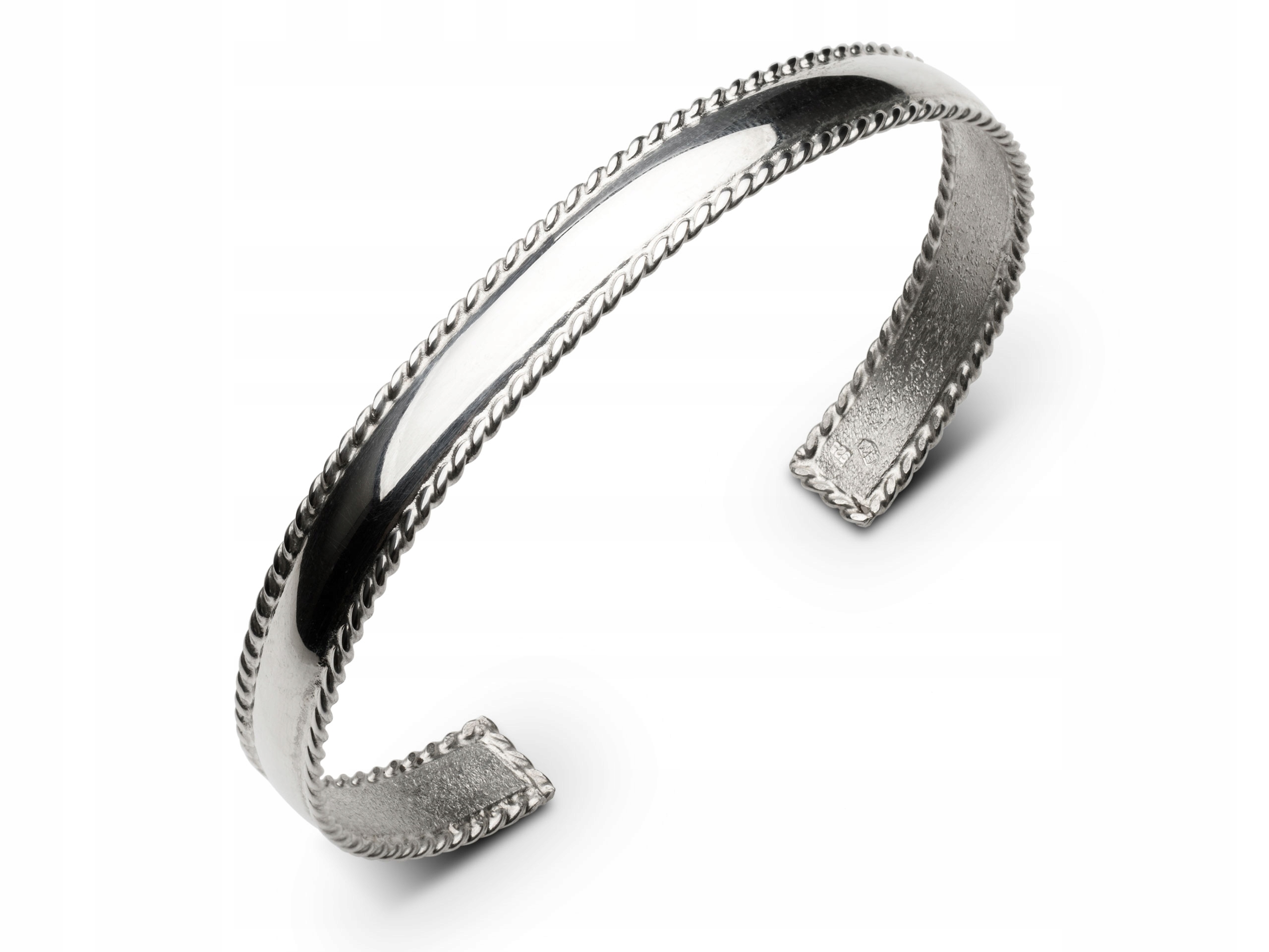 Srebrna zdobiona bransoletka męska