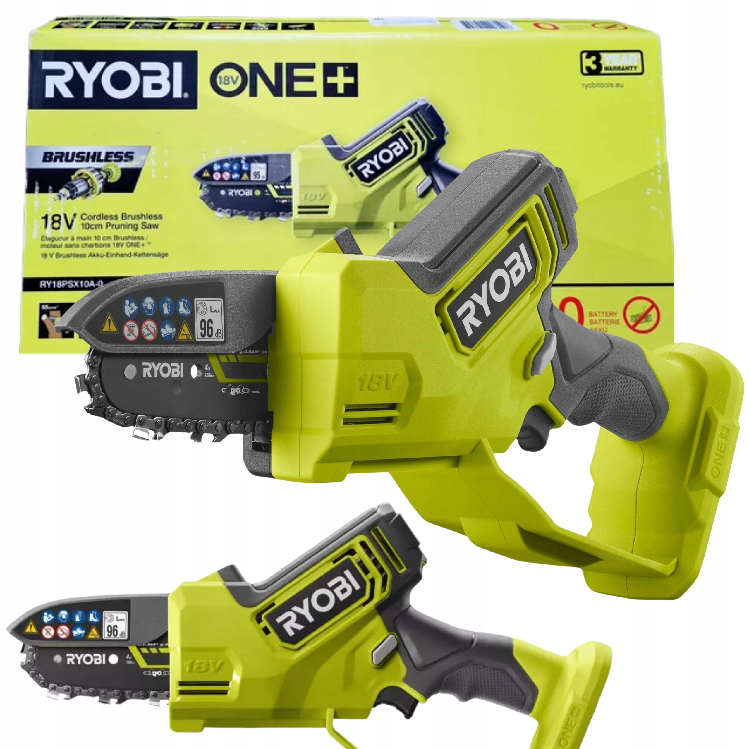 Řetězová Pila Na Větve Akumulátorová 18V Ryobi RY18PSX10A-0