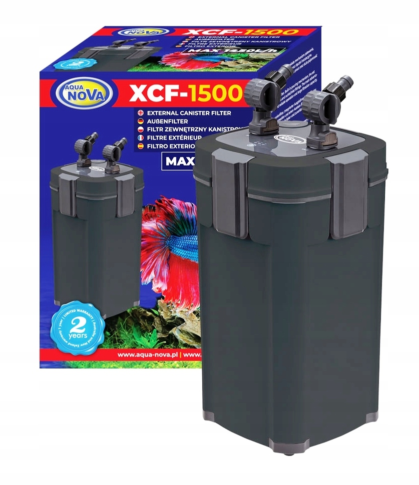 Filtr Zewnętrzny Kubełkowy XCF-1500 Lampa Uv Wkłady Akwarium 300L Aqua Nova