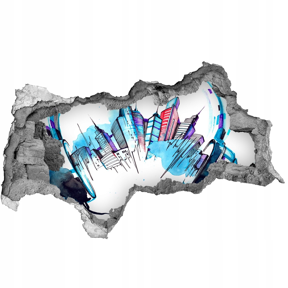 

Samoprzylepna dziura 3D Naklejka Dźwięki miasta