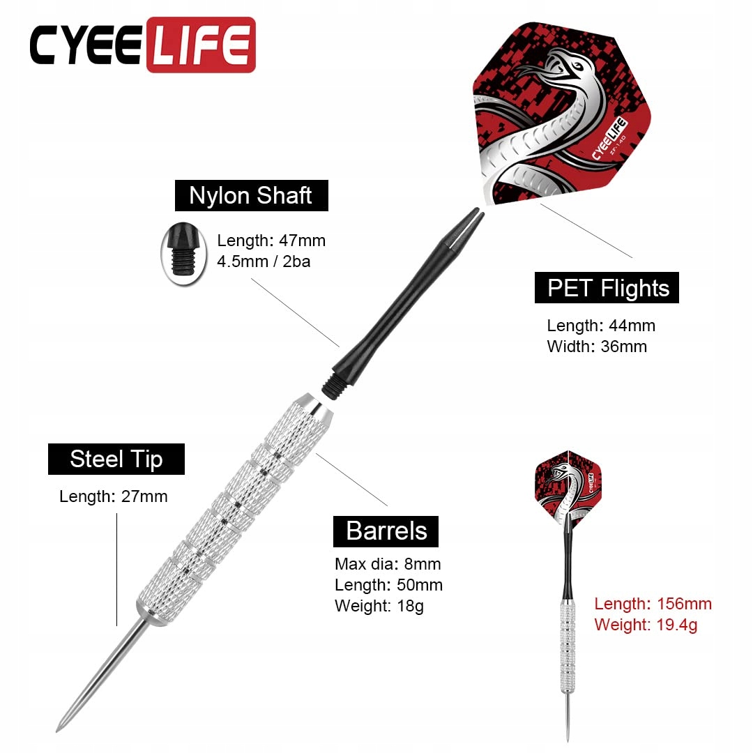 CyeeLife 12 sztuk stalowych rzutek do darta 20 g PCW + 36 lotkami — miniatura 4