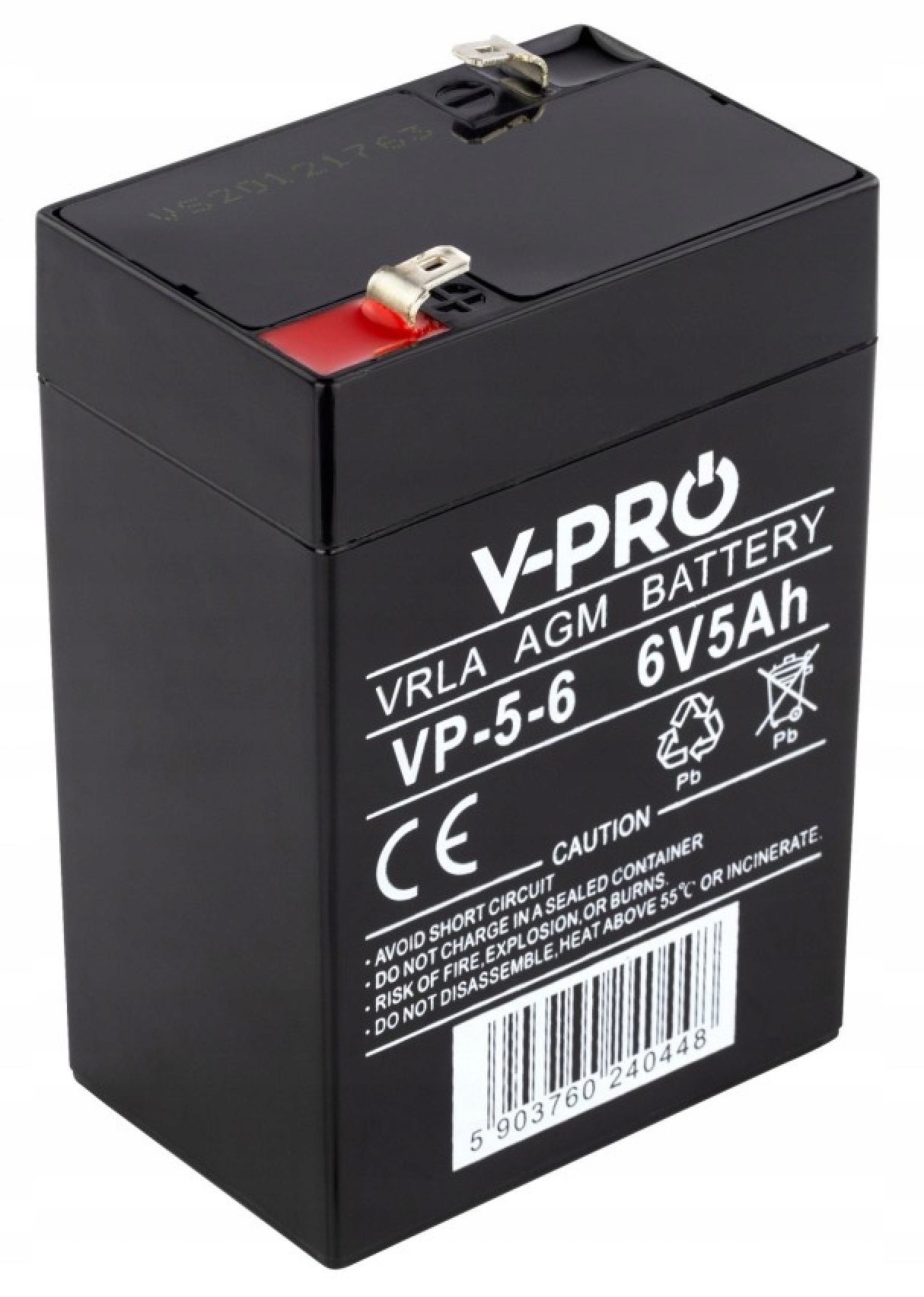 

Ciężki Akumulator Żelowy Vpro 6V 5Ah