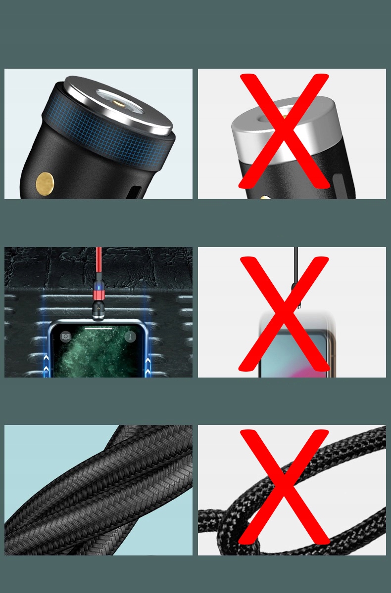 Kabel Magnetyczny 540st ŚWIECĄCY sam kabel KOLORY Marka Inna