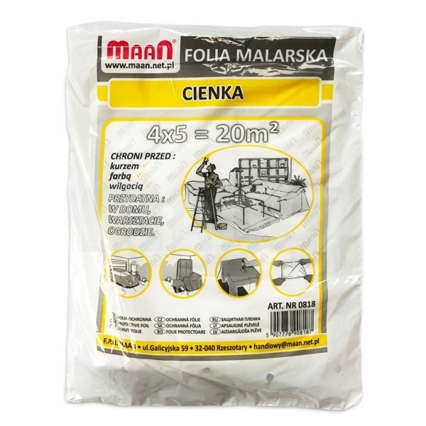 

Folia malarska ochronna cienka 4 x 5 m
