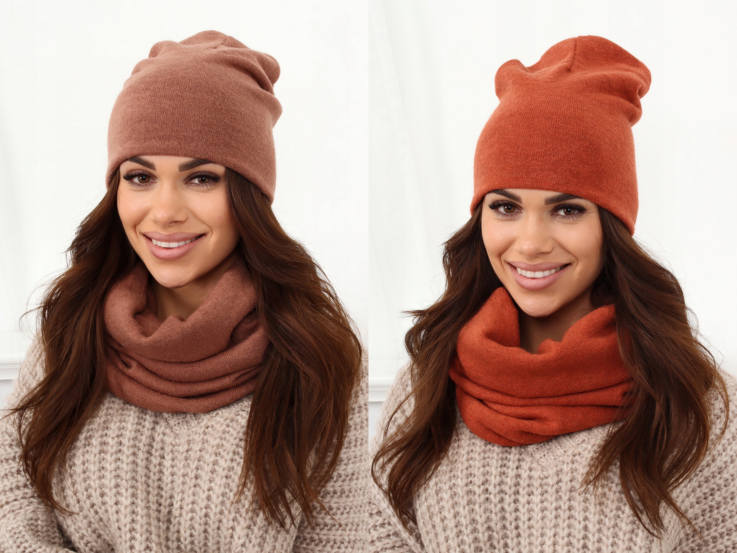 KOMPLET DAMSKI CZAPKA BEANIE KOMIN GOLF TUBA DUŻY ZESTAW CIENKI WIOSNA KOL Model 2468