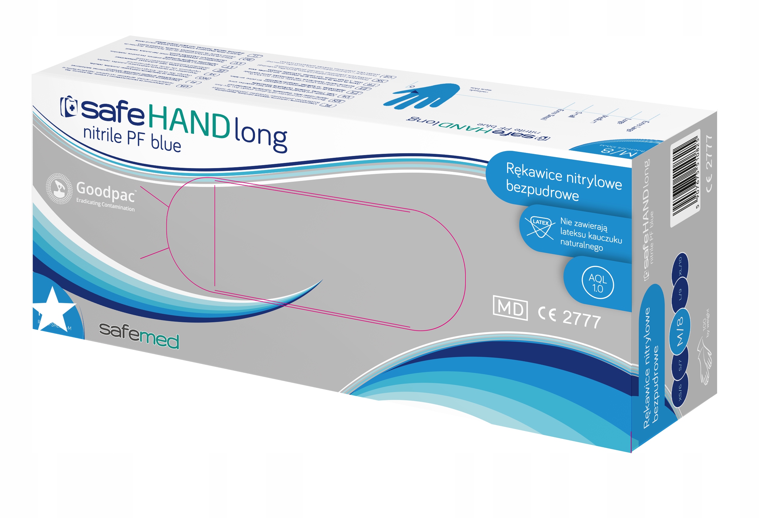 Długie rękawice nitrylowe Safehand Long 100 szt. S