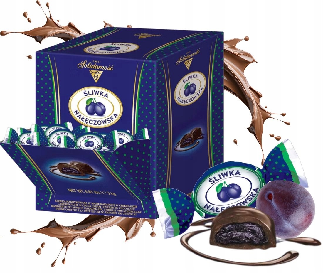 Śliwka nałęczowska w czekoladzie- bezglutenowa 3kg Solidarność